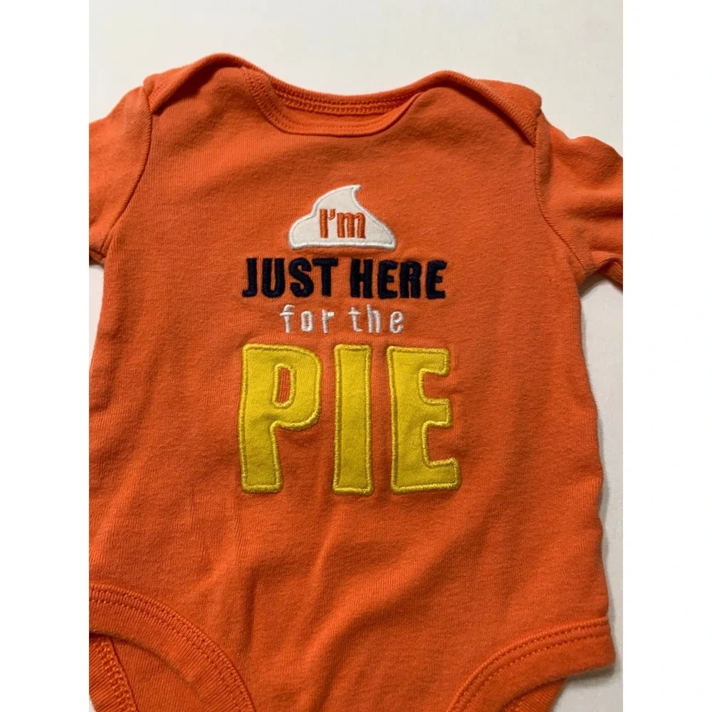 Carters Newborn Orange Thanksgiving Bodysuit Just Here For The Pie Long Sleeve
